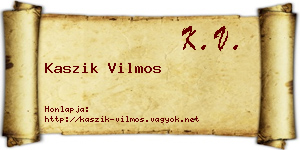 Kaszik Vilmos névjegykártya